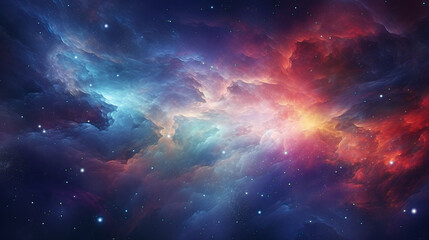 Wall Mural - ascinating backgrund like cloud mountains with bright light in the middle as galaxy with gorgeaus endless cosmos landscapes with creations of nebulae and planets
