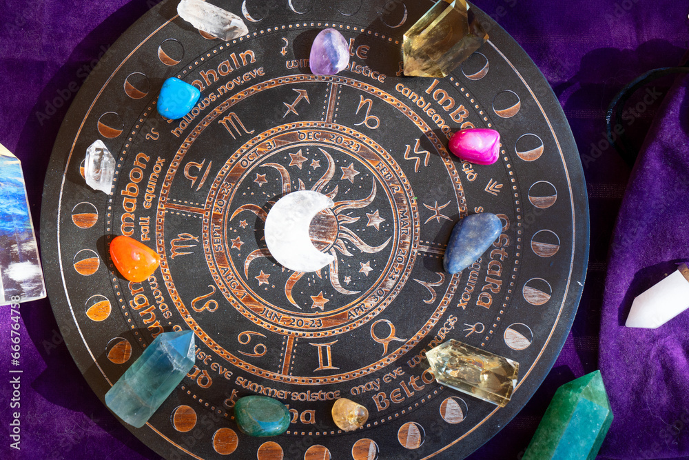 Esoteric Rocks Gemstones for zodiac signes, minerals over life flower chart. Magic ...