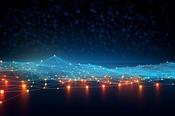 Poster - Abstract digital connection dots and lines background for technology, artificial intelligence, science, global communication
