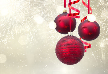 Wall Mural - Red christmas balls