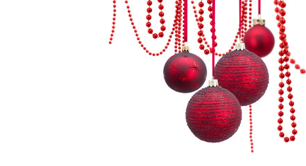 Wall Mural - Red christmas balls