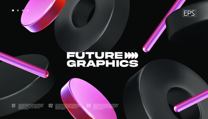 Poster - 3d background with gradient geometric shapes. eps10 vector.