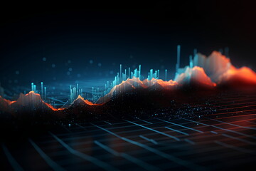 Poster - Abstract Neon Lines and Bokeh Lights on Glowing Background. Concept for infographics, data visualization, graphical information