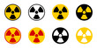 © Kagan Kaya - Nuclear Hazard Ionizing Radiation Trefoil Danger Black White Yellow and Red Symbol Sign Icon Set. Vector Image.