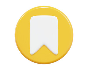 Aufkleber - 3d yellow bookmark  icon symbol on isolated background. Saved post button. Stock vector illustration.