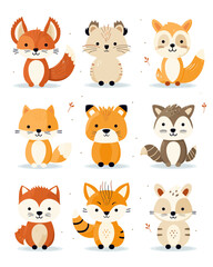  A set of fun, super cute animal illustrations for kids