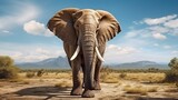 Fototapeta Perspektywa 3d - Big elephant on nature background. AI generated image