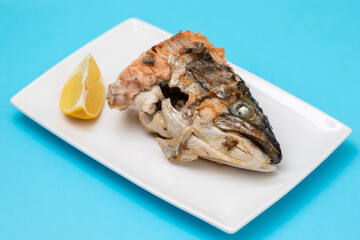 Sticker - Salmon head Steak grilled whit salt.