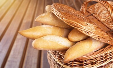 Wall Mural - Cheese fresh tasty bread basket