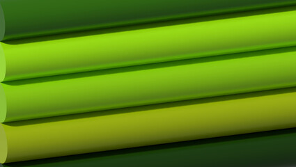 Poster - Green inflated lines with a shiny surface, 3D rendering illustration