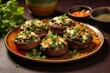  Spinach and Feta Stuffed Portobello Mushrooms, a Healthy and Flavorful Vegetarian Dish, Baked to Perfection with Melted Feta and Fresh Greens
