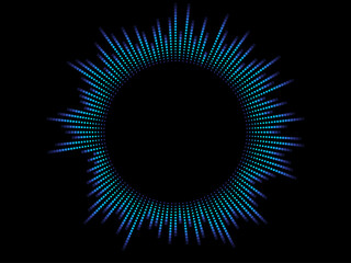Fototapete - Abstract vector explosion circle frame. Equalizer glowing pattern with striped lines  in blue green colors isolated on black background. Vector design in concept of music, AI technology, science