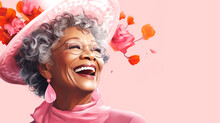 Christmas Portrait Illustration Of A Happy Black Senior Woman