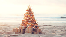 Christmas Tree On Sandy Tropical Beach