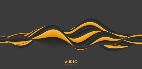 Poster - sound wave visualiztion. 3d solid waveform. voice sample pattern.