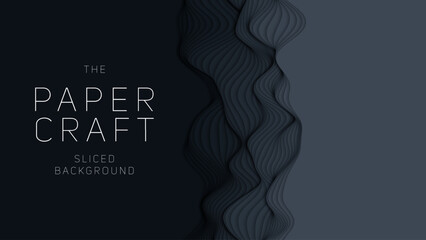 Wall Mural - dark paper layers. 3d abstract gradient papercut. colorful origami shape concept