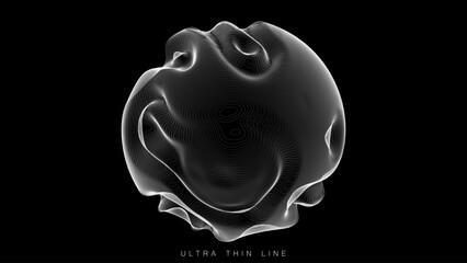 Aufkleber - ultra thin line fluid geometry. dynamic vector distorted spheres.