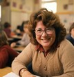 © Al - woman teacher at school. Work at the university. Education