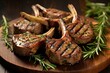 Grilled lamb chops with rosemary. Generative AI