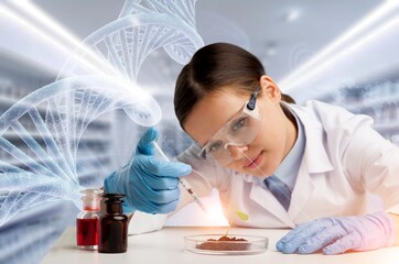 Wall Mural - chemistry science experiment in a modern laboratory, ai generated image