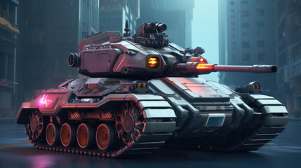 Wall Mural - Fantasy futuristic cyberpunk military tank