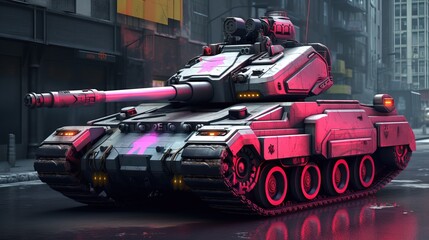 Wall Mural - Fantasy futuristic cyberpunk military tank