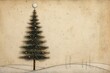A white panel with a Christmas tree. Generative AI