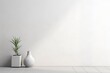white empty room with lamp and a plant mockup