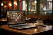 Arbeit an einem Laptop in einem Cafe