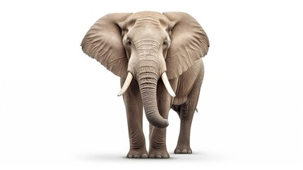 Wall Mural - Big elephant on white background. AI generated image