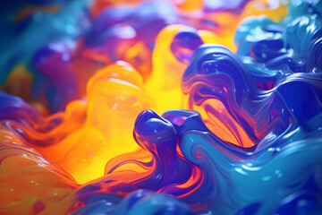 Poster - vibrant strokes of blue dance across a canvas, creating a wild and abstract explosion of color and e