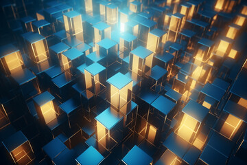 Poster - abstract 3d cubes background