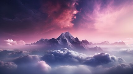 Wall Mural - Unreal sky with clouds, neon. Generation AI