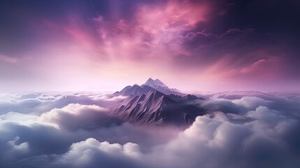 Wall Mural - Unreal sky with clouds, neon. Generation AI