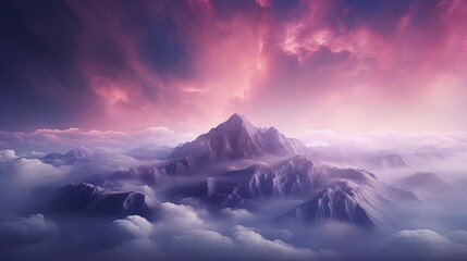 Wall Mural - Unreal sky with clouds, neon. Generation AI