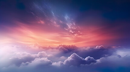 Wall Mural - Unreal sky with clouds, neon. Generation AI