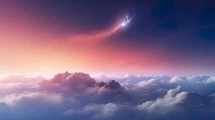 Wall Mural - Unreal sky with clouds, neon. Generation AI
