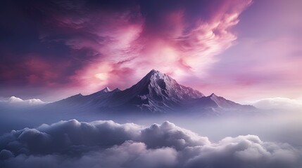 Wall Mural - Unreal sky with clouds, neon. Generation AI
