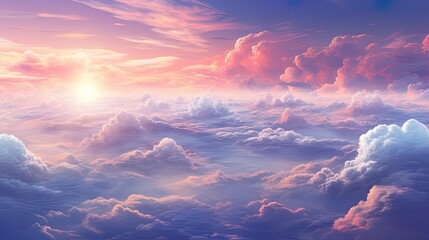Wall Mural - Unreal sky with clouds, neon. Generation AI