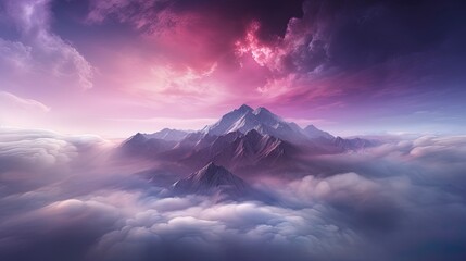 Wall Mural - Unreal sky with clouds, neon. Generation AI