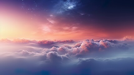 Wall Mural - Unreal sky with clouds, neon. Generation AI