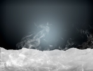 Canvas Print - Realistic dry smoke fog on dark background