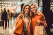 © Kenishirotie - Two women friends in shopping, consumerism, fashion, lifestyle concept