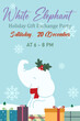 White Elephant Christmas Gift Exchange Invitation Card Vector Illustration