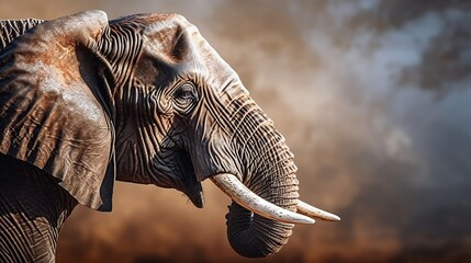 Wall Mural - Big elephant on nature background. AI generated image