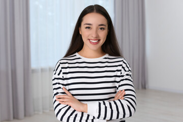 Sticker - Portrait of beautiful young woman at home