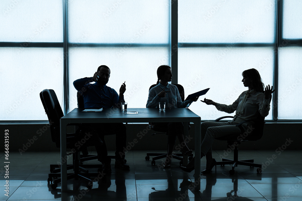 Silhouette of business consultants working in office