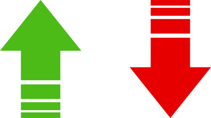 Poster - green up and red down arrow stock market inflation interest rate or price icon set. vector image.