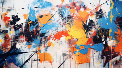Poster - A vibrant and colorful abstract artwork with a mix of blue, orange, and yellow hues
