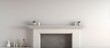 Empty traditional fireplace blank walls and mantle piece mockup shelf in a ing
